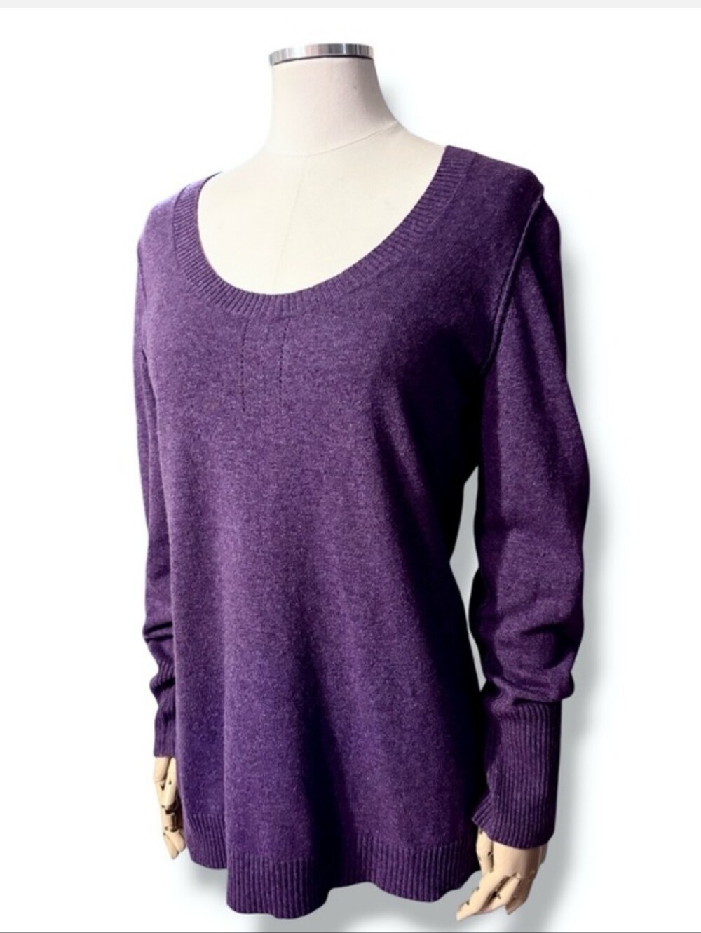 BANANA REPUBLIC Purple Cashmere Blend Scoop Neck Sweater Pointelle